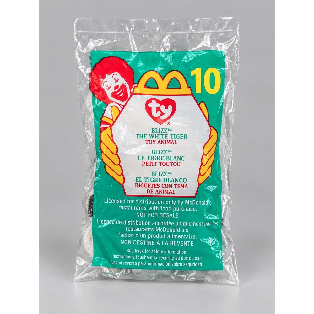 McDonalds Ty Teenie Beanie Baby Blizz White Tiger Toy 10 Sealed 2000